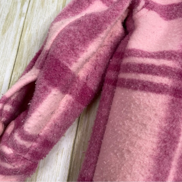 Hanna Andersson Pink Plaid Faux Wool Felt Shirt Jacket Shacket - Picture 7 of 8